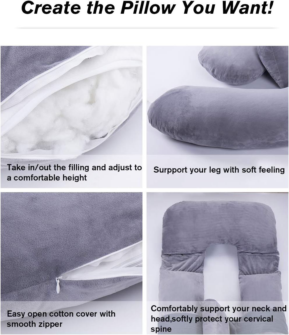 60-Inch Adjustable U-Shaped Pregnancy Pillow Set