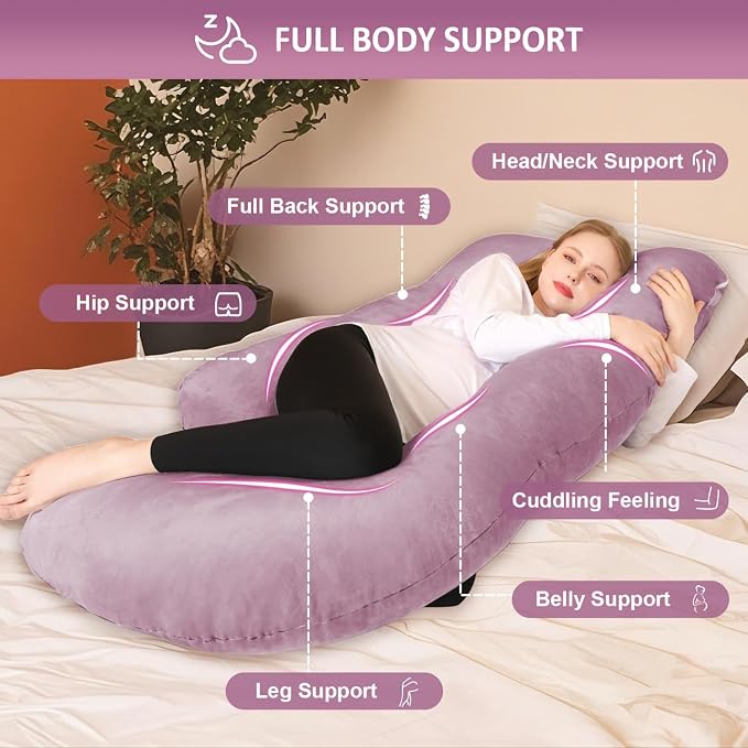 J-Shaped Pregnancy Pillow with Washable Cover