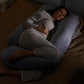 Grey Velvet U-Shaped Pregnancy Pillow for Full Body Support
