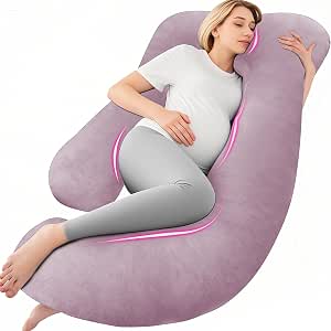 J-Shaped Pregnancy Pillow with Washable Cover