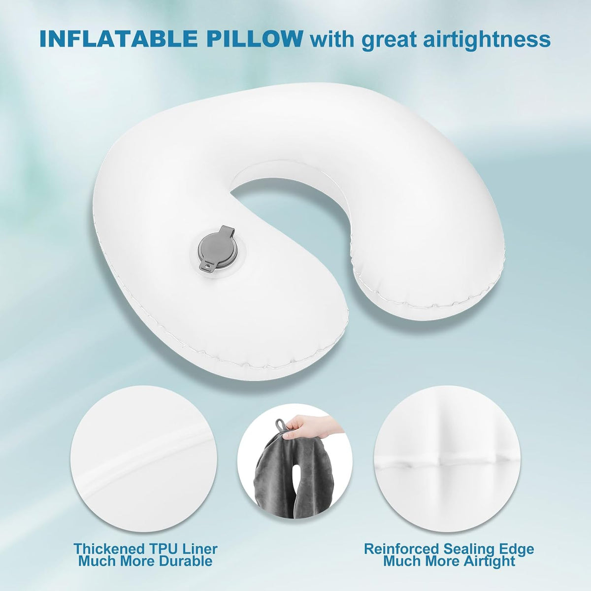 Inflatable Travel Pillow with Eye Mask & Earplugs
