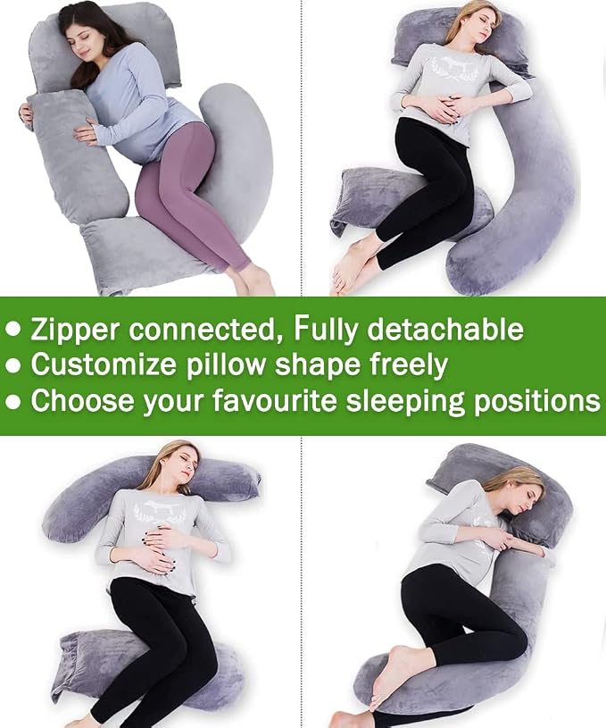 60-Inch Adjustable U-Shaped Pregnancy Pillow Set