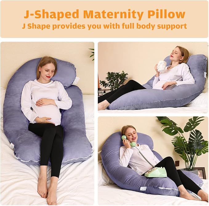 60-Inch U-Shaped Pregnancy Pillow with Velvet Cover
