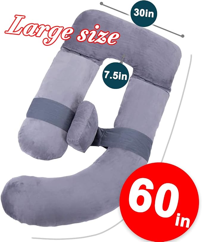 60-Inch Adjustable U-Shaped Pregnancy Pillow Set