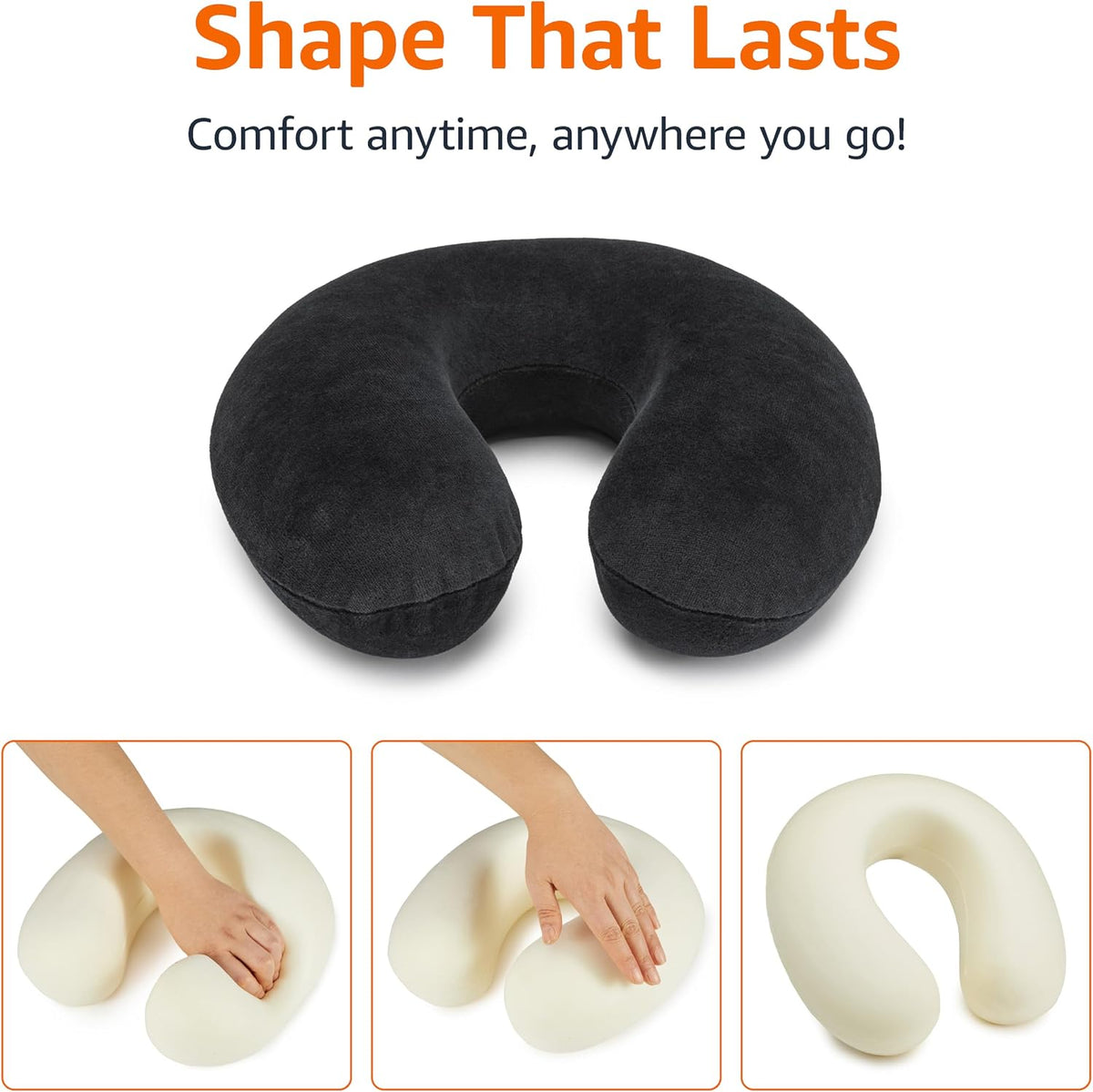 Memory Foam Travel Neck Pillow with Removable Cover