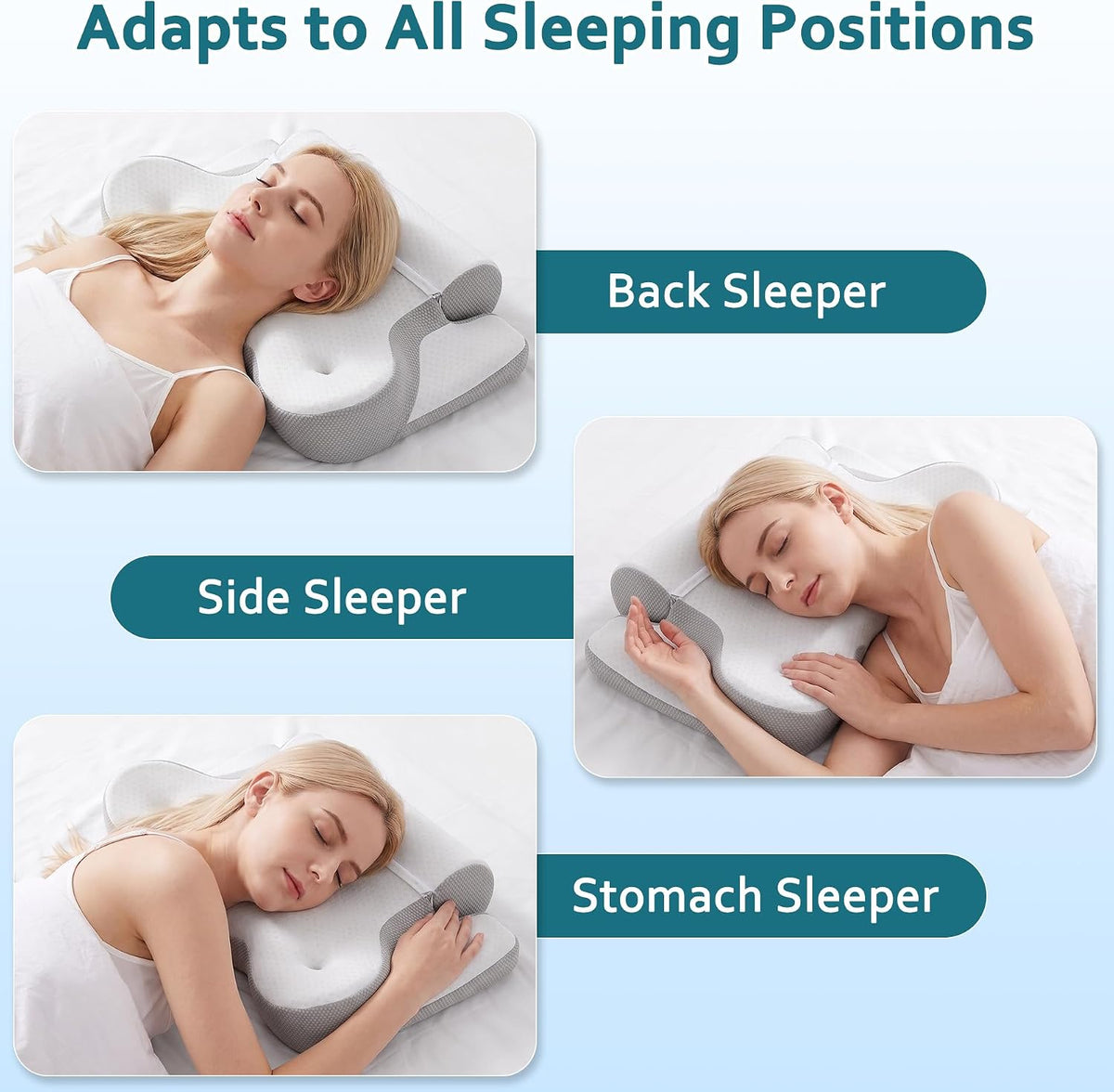 2-in-1 Memory Foam Pillow with Detachable Neck Roll