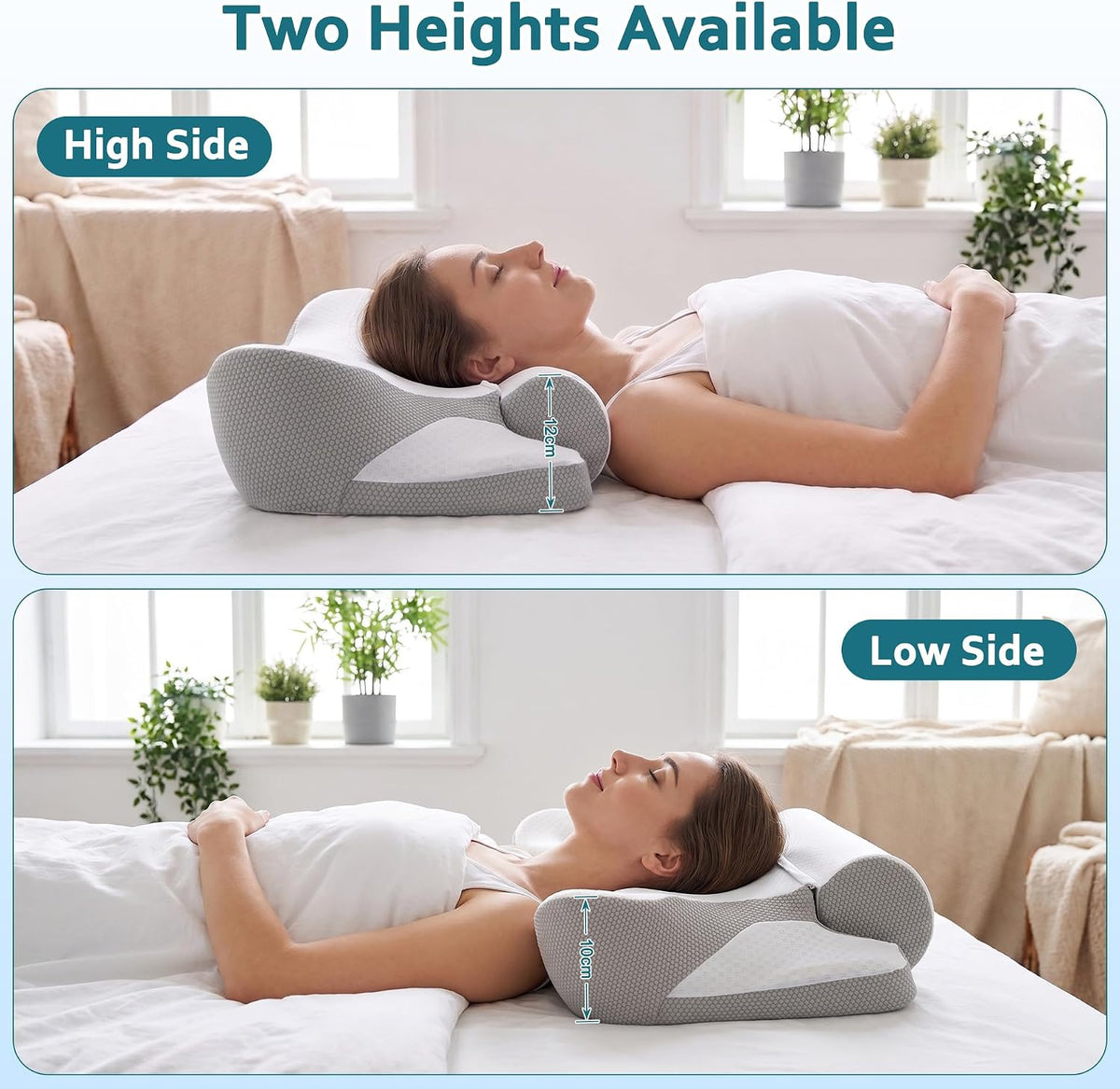 2-in-1 Memory Foam Pillow with Detachable Neck Roll
